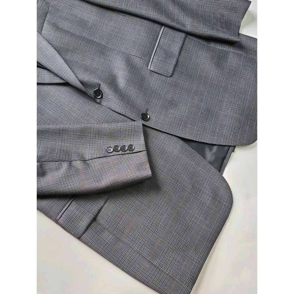 Brooks Brothers 346 Mens 44L Wool Cashmere Sport Coat Slate Plaid Blazer